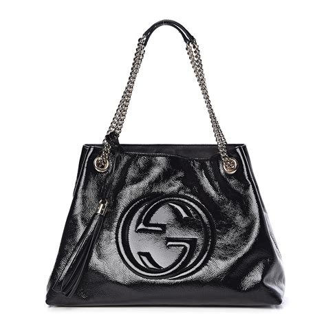 gucci soho patent leather chain shoulder bag black|Gucci soho diamond bag.